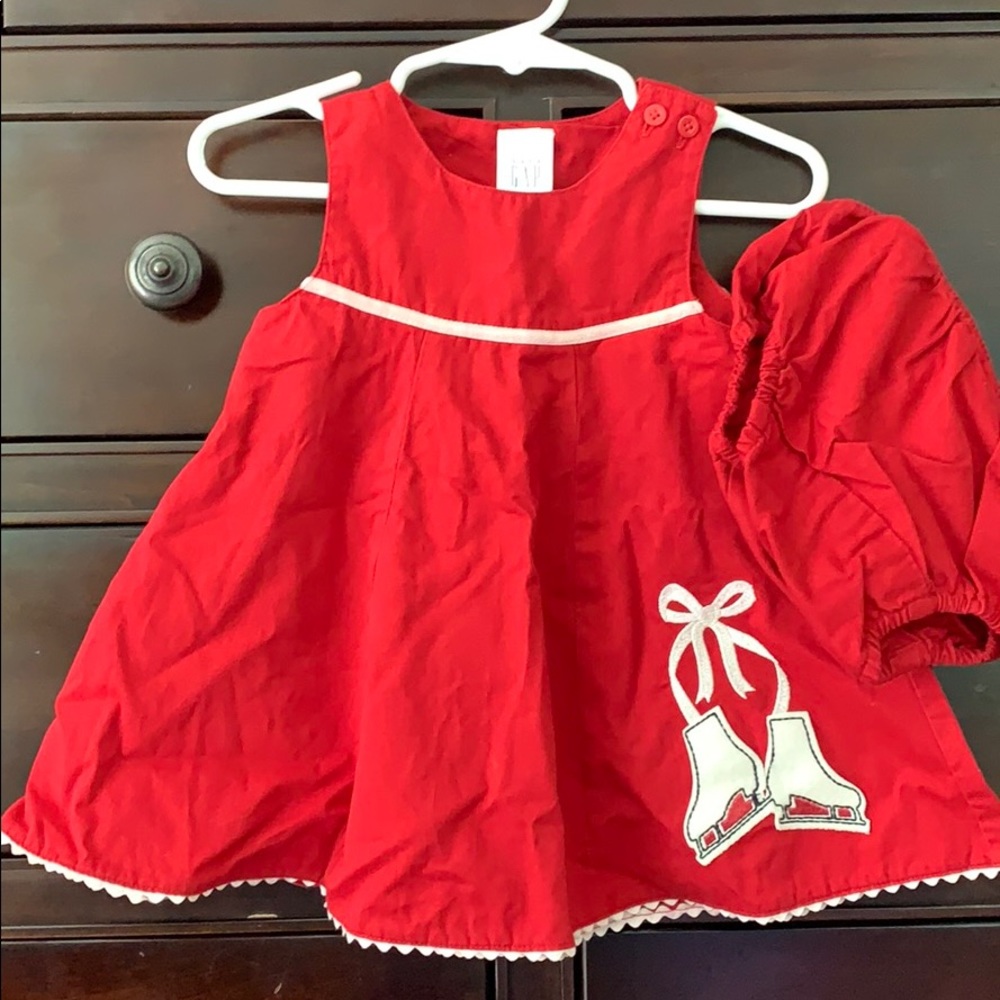 RARE Baby Gap Ice Skates Skater Dress Bloomers Diaper Cover Set 6-12M VINTAGE
